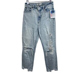 Abercrombie & Fitch Ankle Straight Ultra High Rise Blue Denim Jeans Size 28 6 R